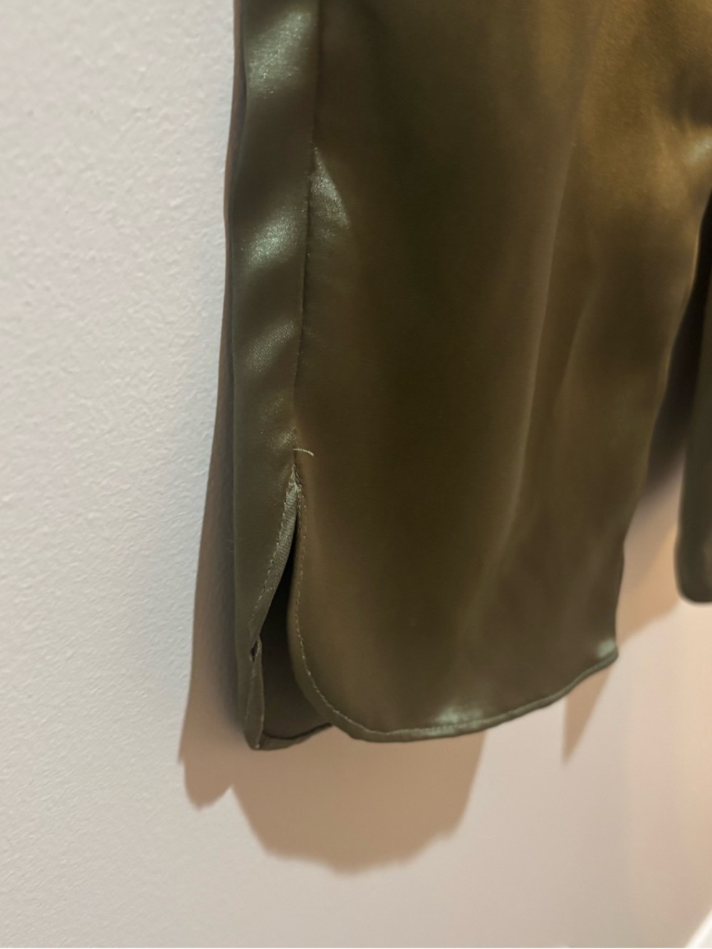 DO+BE Olive Green Satin Elastic Waist Pants - Picture 2 of 4
